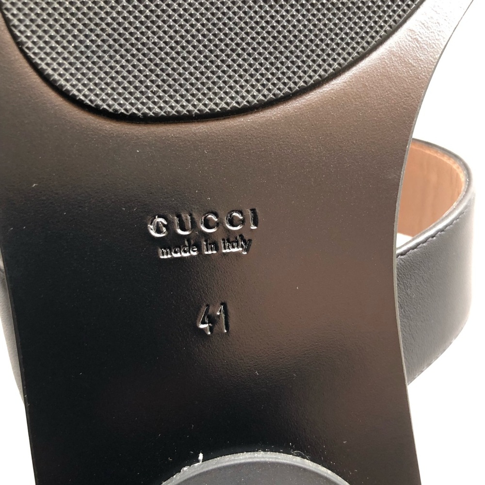 Gucci Lifford Black Leather Golden GG Thong Sandals Women’s Size 41 US- 10.5 - Picture 10 of 11